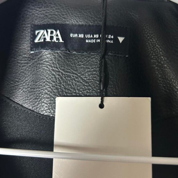 Zara nwt faux leather biker moto jacket - Picture 2 of 8